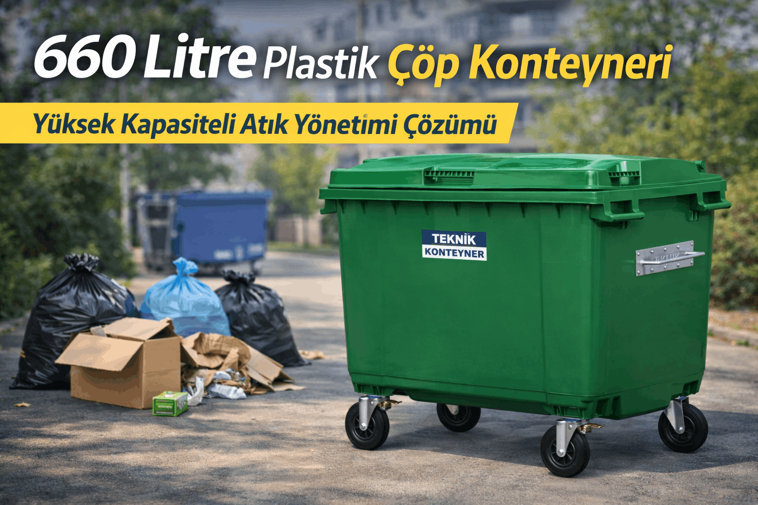 660 Litre Plastik Çöp Konteyneri ile Yoğun Alanlar İçin Güçlü Atık Toplama Çözümü